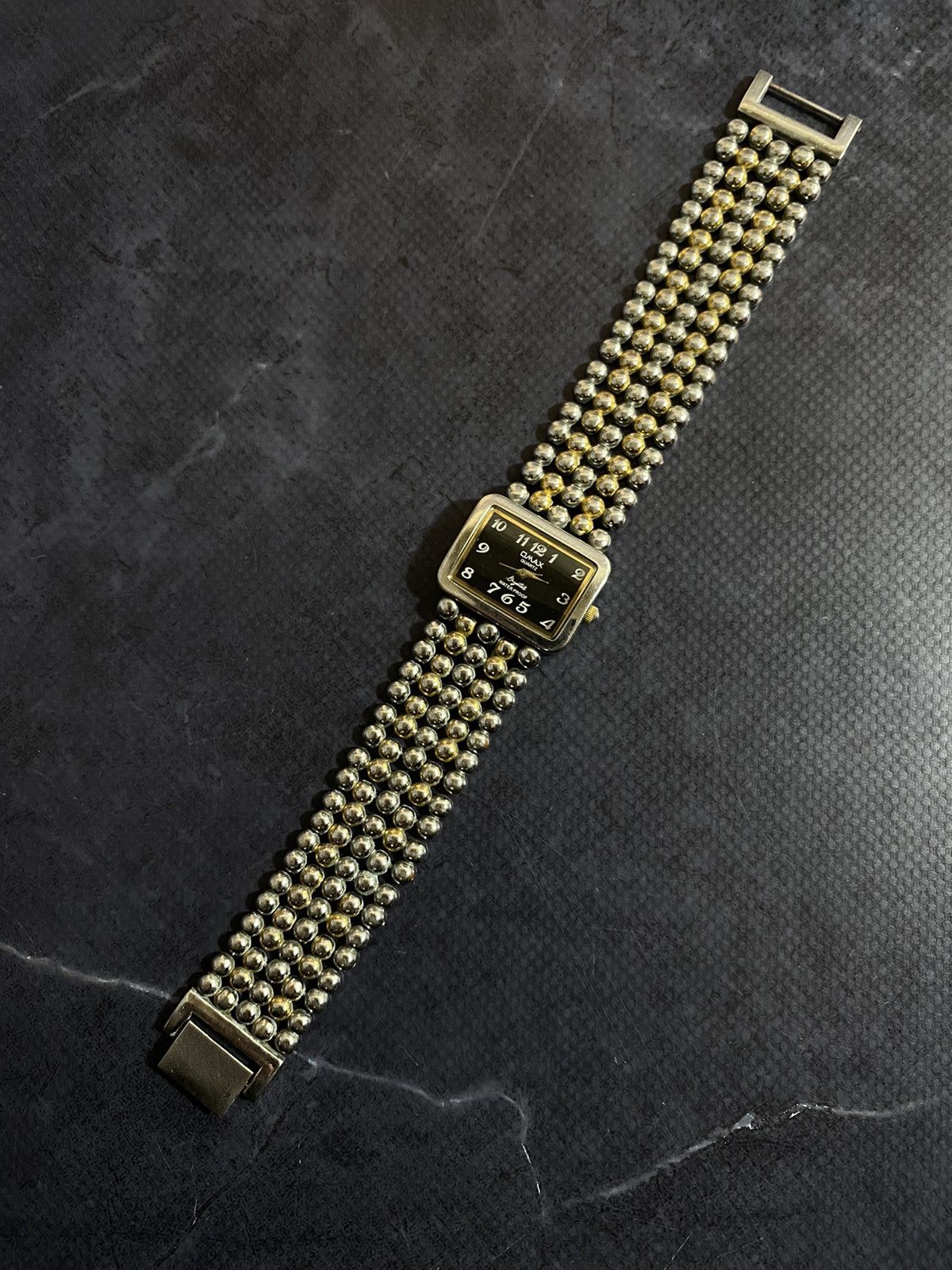 Japanese Brand Omax Rectangular Dial Beaded Bracelet Watch Japanese Brand Size ONE SIZE - 7 Thumbnail