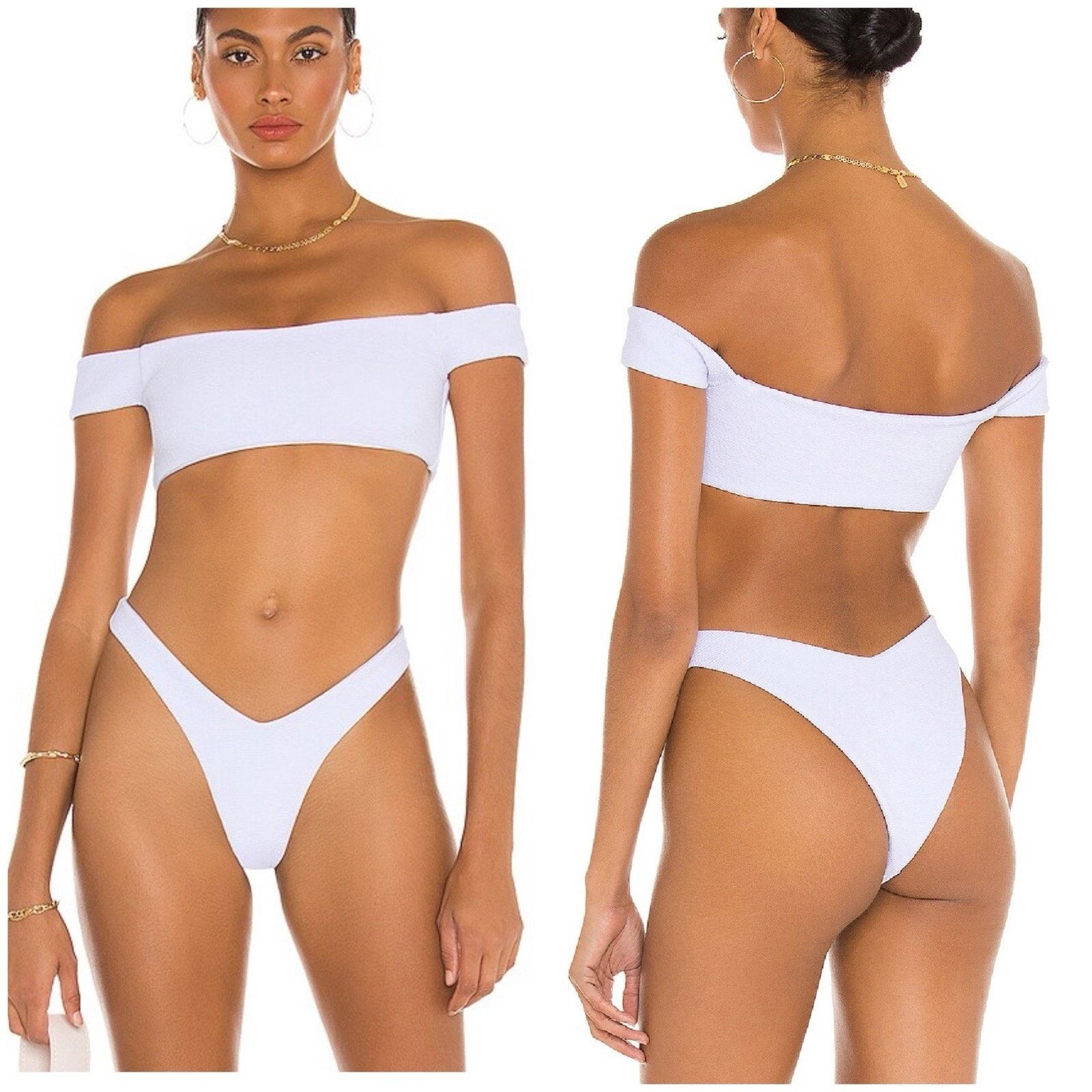 Other LOVERS + FRIENDS Tess Off Shoulder High Waist Texture Bikini Size ONE SIZE - 1 Thumbnail