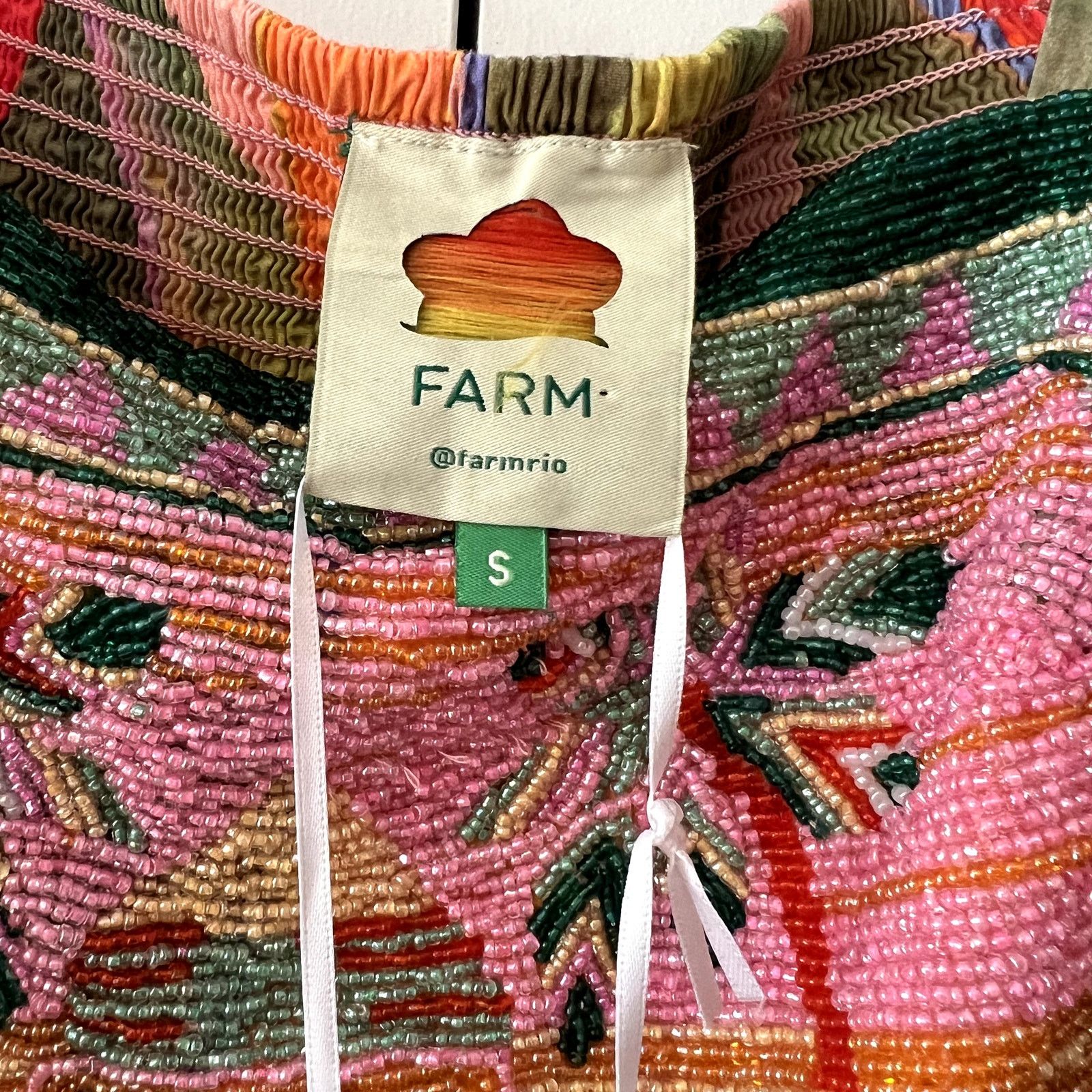 Farm Rio Farm Rio Pink Garden Embroidered Dress Size S pink green C8 Size S / US 4 / IT 40 - 5 Thumbnail