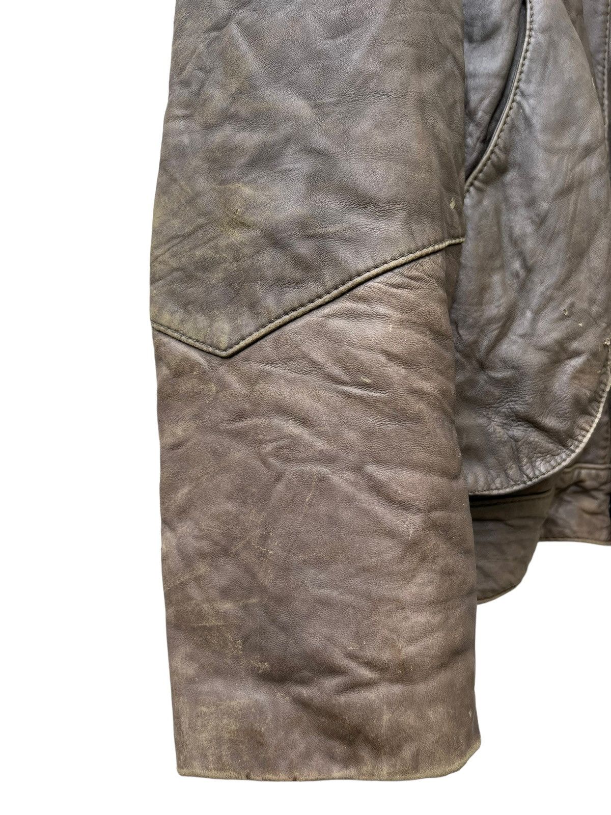 Leather Vintage Trashed Oliver Strelli Leather Jacket Size US XL / EU 56 / 4 - 11 Thumbnail