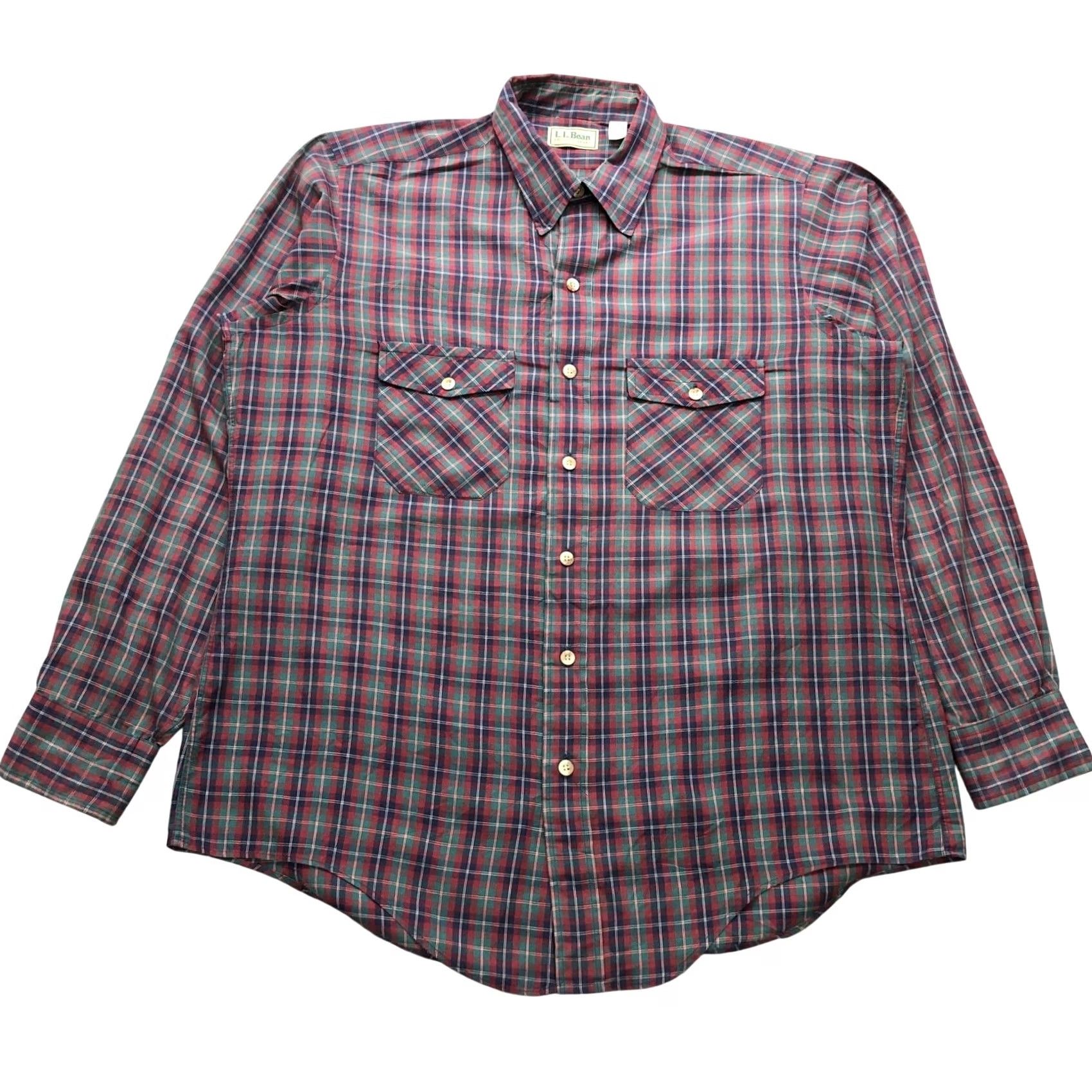Vintage VINTAGE LL Bean Shirt Plaid Flannel Button-Up Long Sleeve Men L Red Size US L / EU 52-54 / 3 - 2 Thumbnail