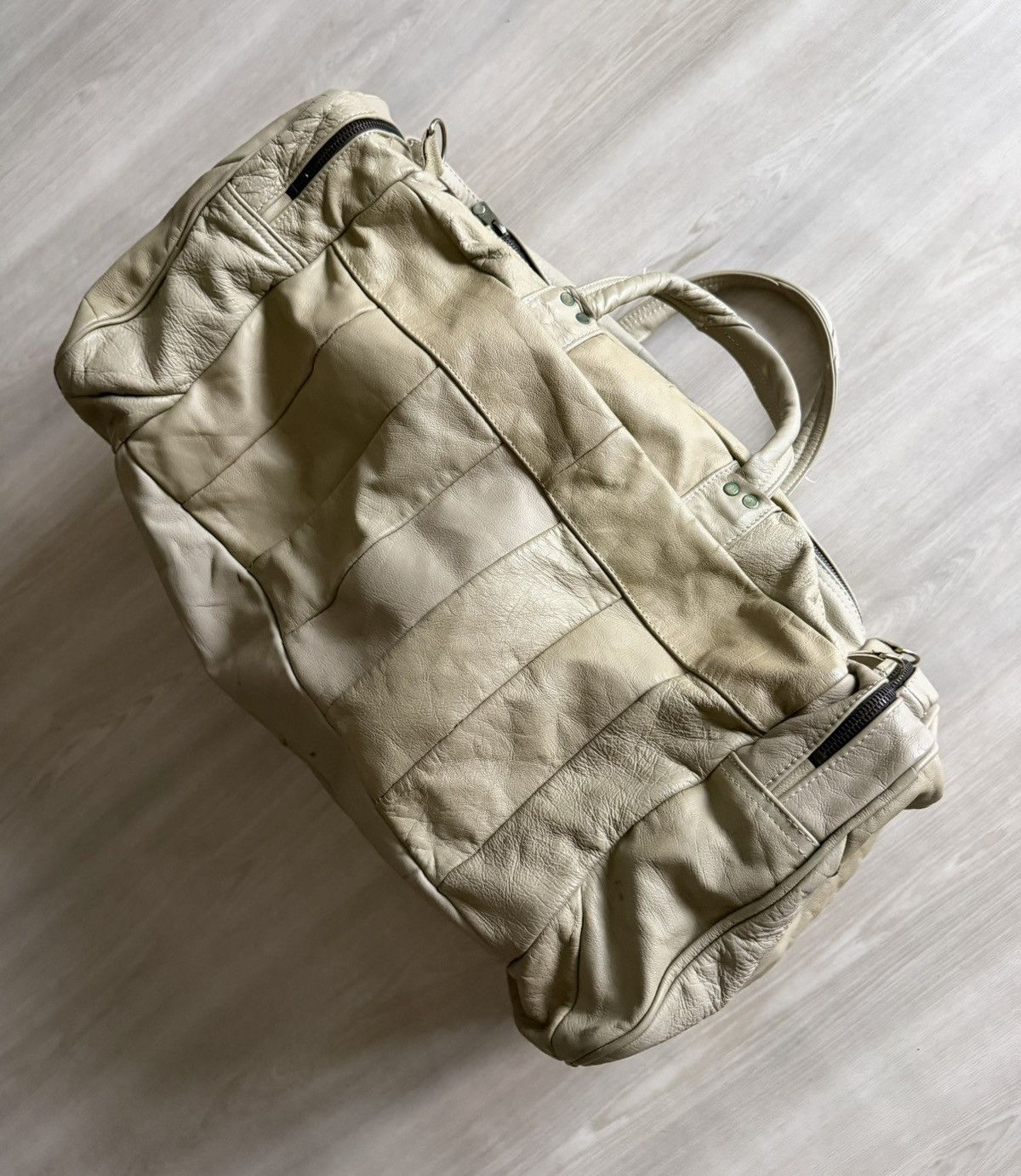 Vintage Vtg 70s 80s Geuine Leather Patchwork Duffle Bag Gym Travel Size ONE SIZE - 2 Thumbnail