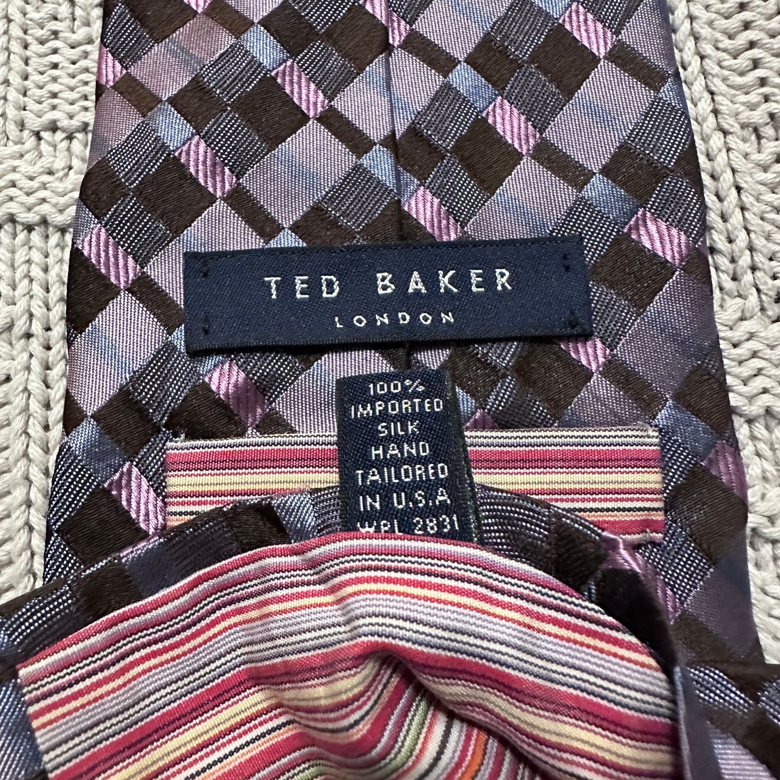 Ted Baker Ted Baker purple woven plaid silk tie Size ONE SIZE - 3 Thumbnail