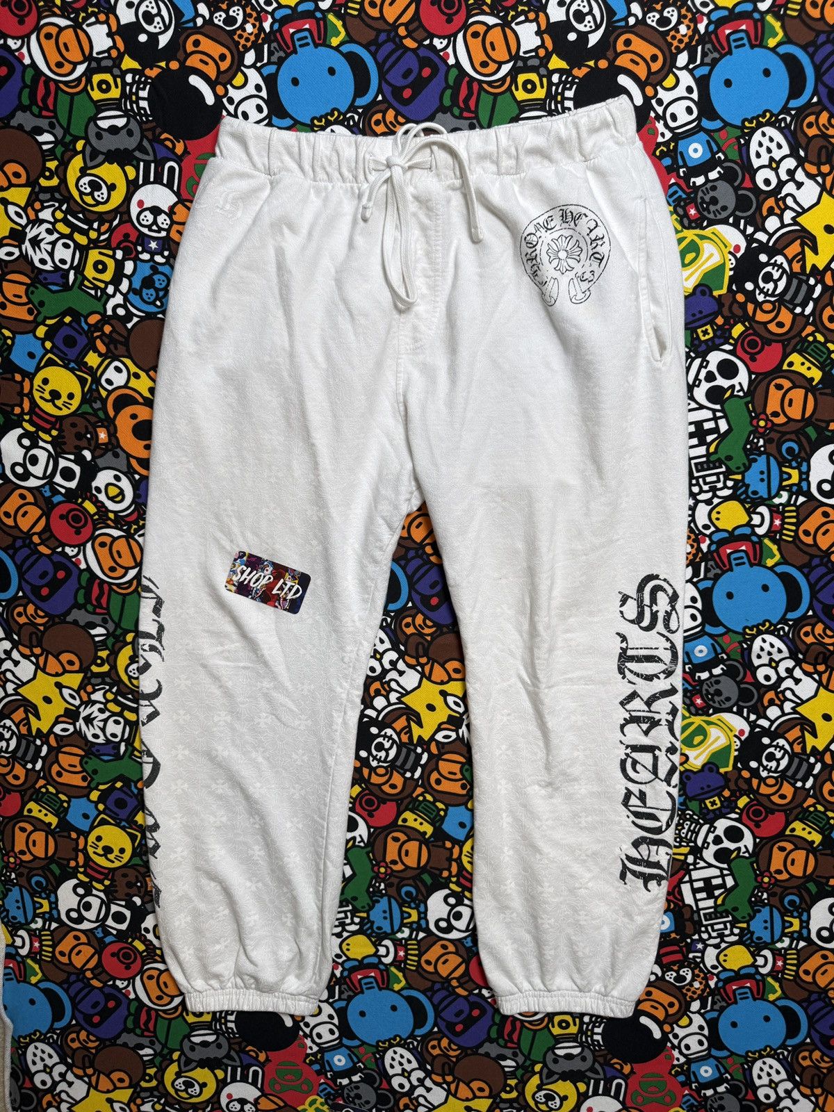 Chrome Hearts Chrome Hearts White Monogram Horseshoe Logo Sweatpants Size US 35 - 1 Thumbnail
