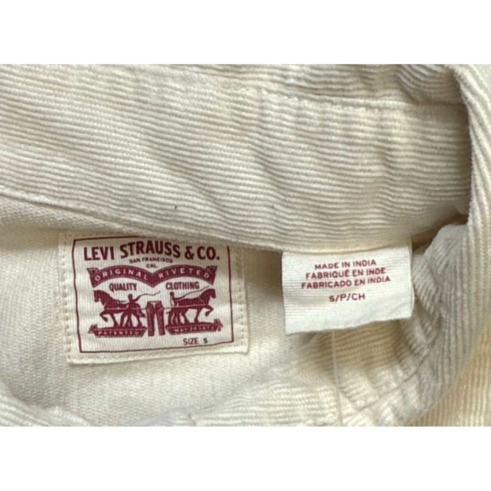 Levi's Levis Corduroy Western Shirt Womens Small Ivory Oversized Fit Pearl Snaps Size S / US 4 / IT 40 - 4 Thumbnail