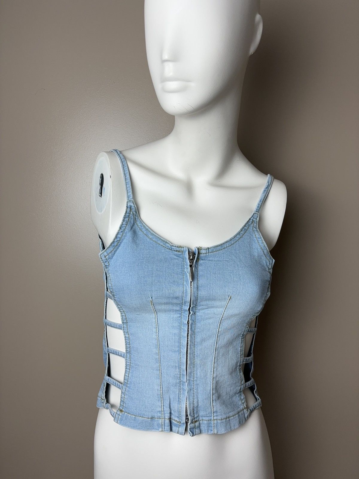 Vintage Denim sexy vintage zip up corset tank top Size S / US 4 / IT 40 - 2 Thumbnail