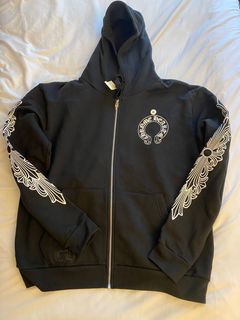 Chrome Hearts Horseshoe Floral Zip Up Hoodie Black