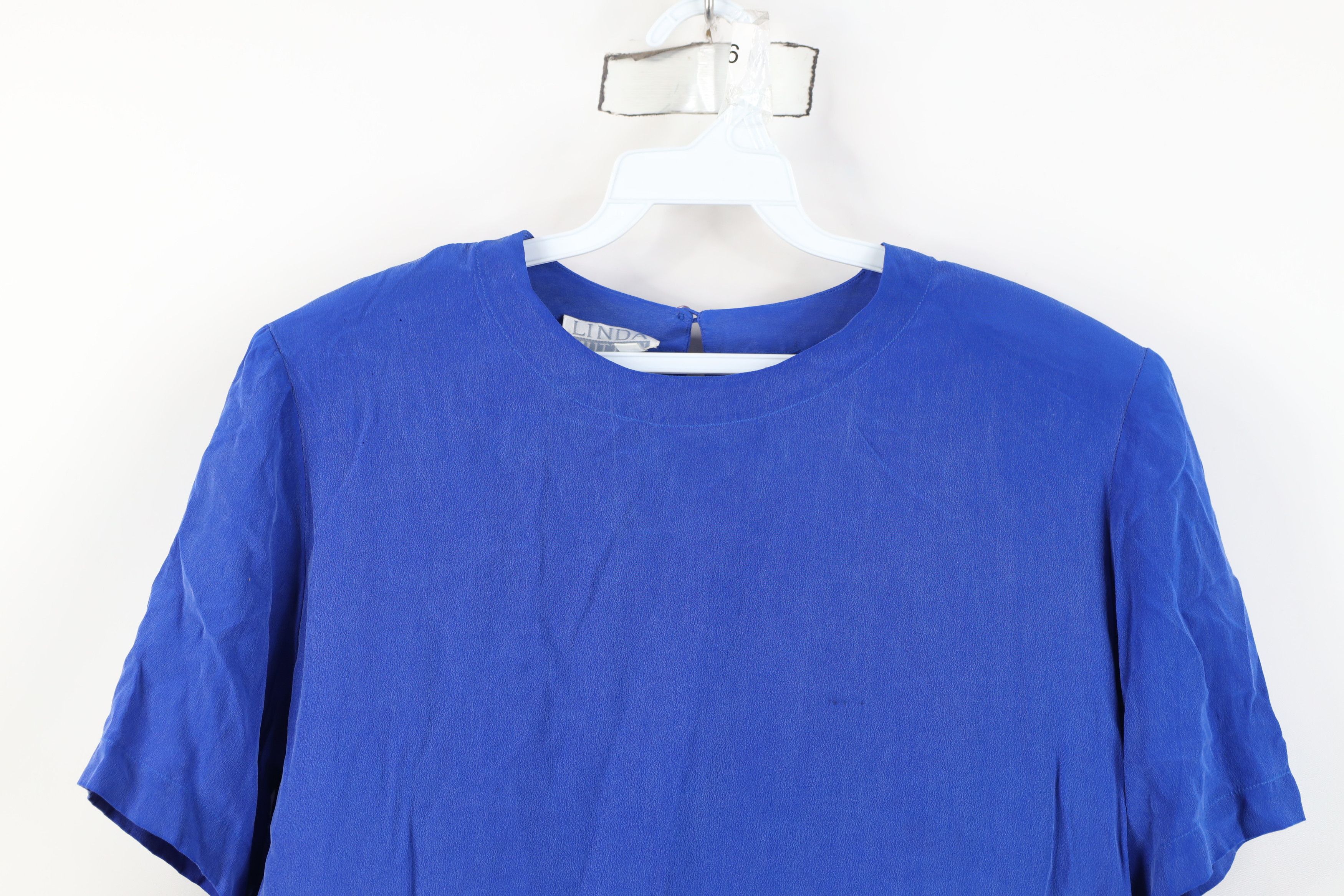 Vintage Vintage 90s Streetwear Blank Silk Short Sleeve Shirt Blue Size L / US 10 / IT 46 - 2 Thumbnail