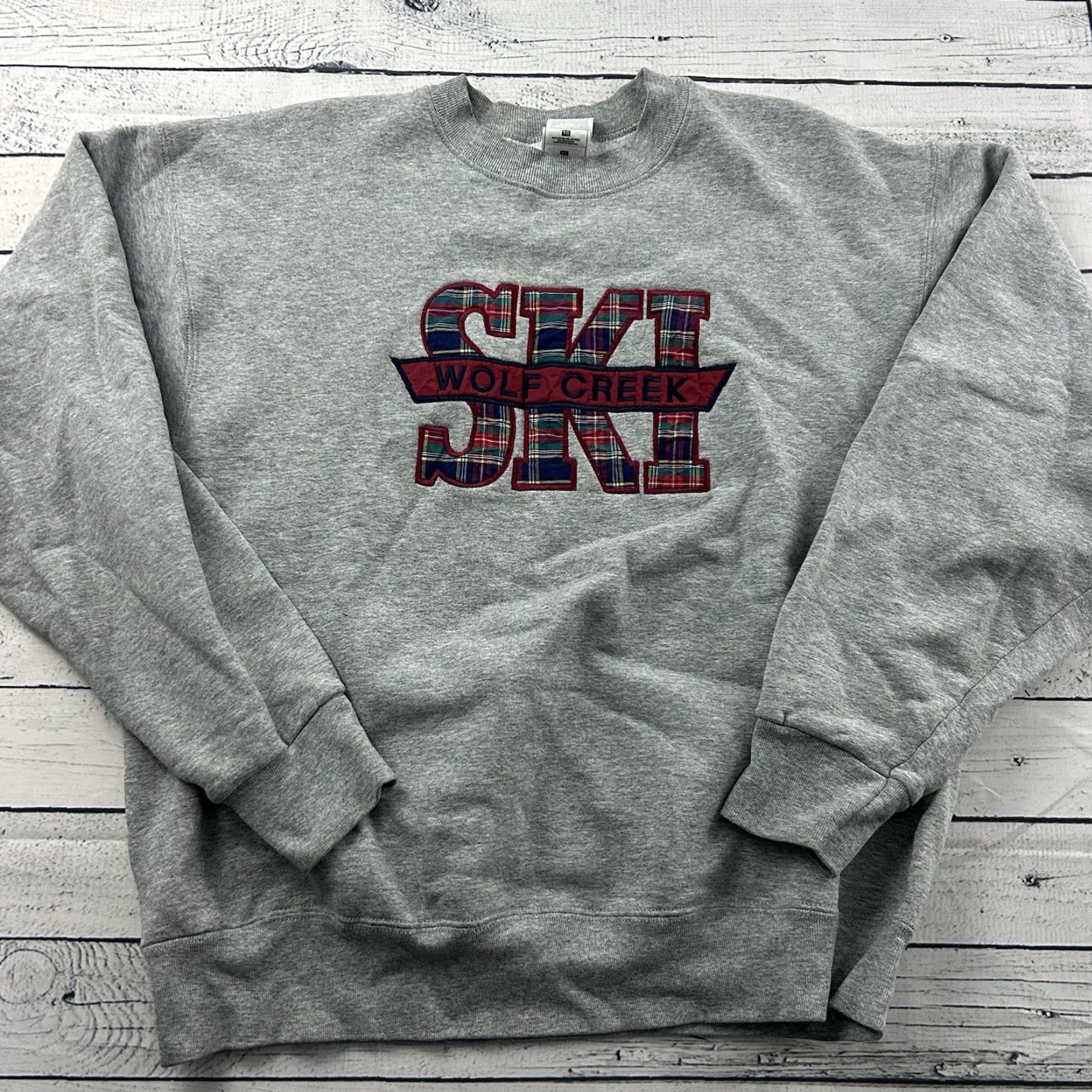 Fruit Of The Loom VINTAGE Wolf Creek Ski Plaid Crewneck Pullover Sweatshirt Men XL Gray FOTL Size US XL / EU 56 / 4 - 2 Thumbnail
