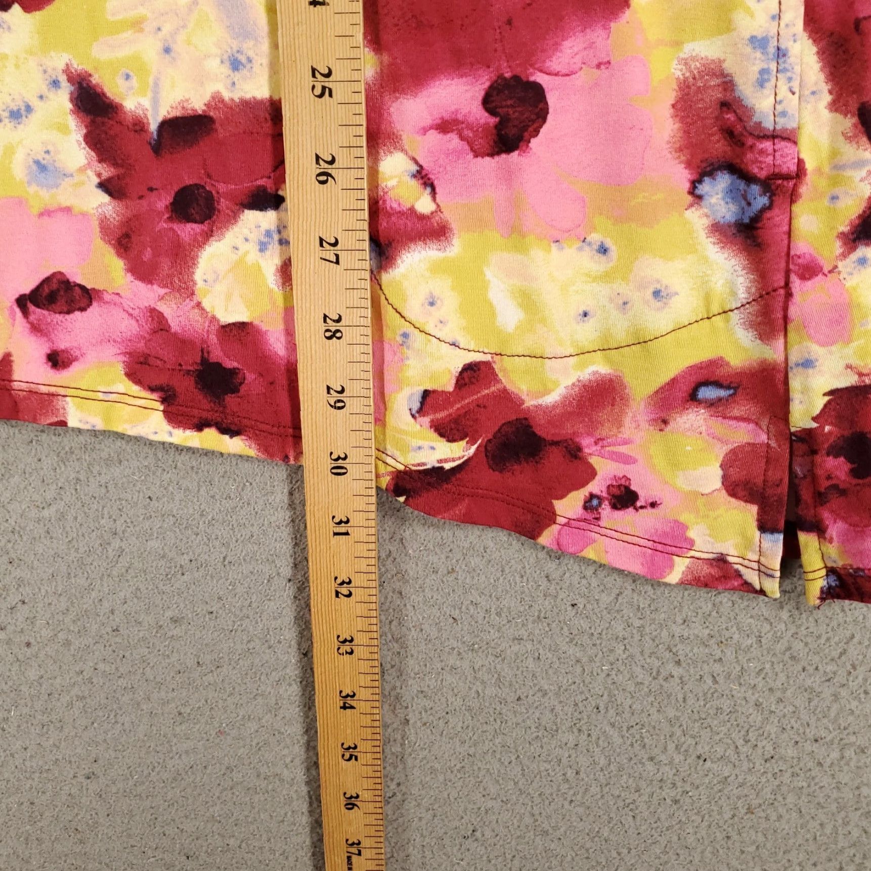 Vintage LOGO by Lori Goldstein Womens Top XL Red Yellow Floral V Neck 3/4 Sleeve Blouse Size XL / US 12-14 / IT 48-50 - 3 Thumbnail