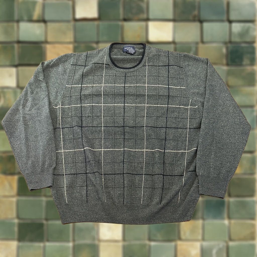 Dockers VINTAGE DOCKERS Geometric Acrylic Knit Sweater XL Grandpa Gray Crew Neck Pullover Mens Size US XL / EU 56 / 4 - 1 Thumbnail