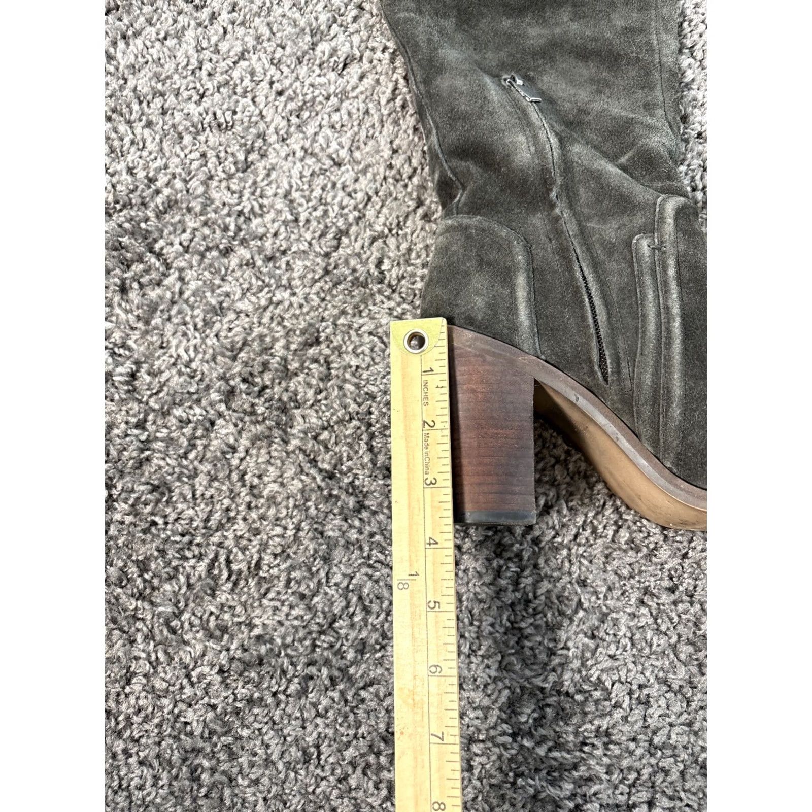 Vince Camuto Vince Camuto Karita Over the Knee Boot Gray 8M Suede Stretch Riding Pull On Women Wheels? Size US 8 / IT 38 - 3 Thumbnail