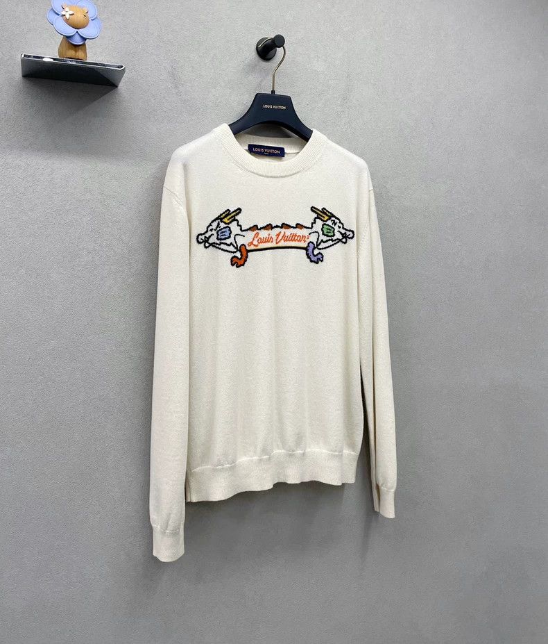 Louis Vuitton Louis Vuitton Nigo2 Co-branded Beige Double Dragon Knit Sw Size US M / EU 48-50 / 2 - 3 Thumbnail