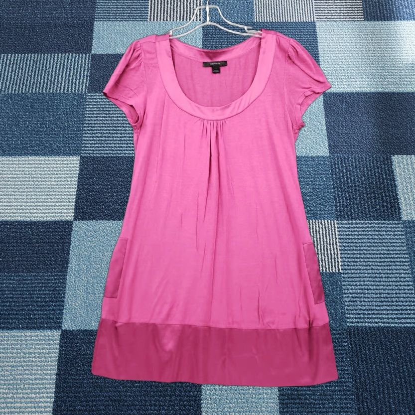 Express Express Pink Mini Dress Womens S Short Sleeves Round Neck Pullover Casual Size S / US 4 / IT 40 - 1 Thumbnail