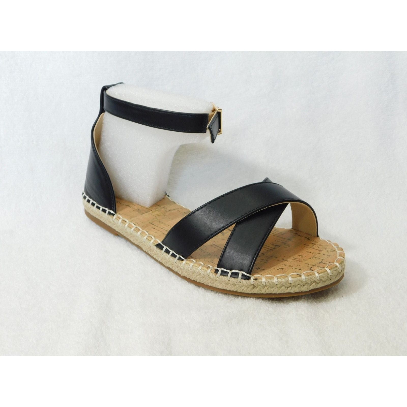 Other W599 Journee Black Lyddia Wide Ankle Strap Sandals Size 7 W Size US 7 / IT 37 - 1 Thumbnail
