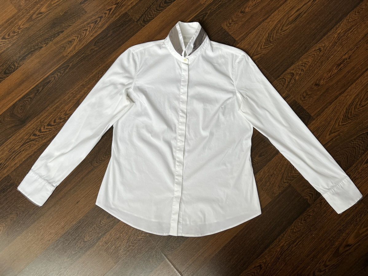 Brunello Cucinelli Brunello Cucinelli Shirt Cotton Blend White Solid Size XL Size XL / US 12-14 / IT 48-50 - 12 Thumbnail
