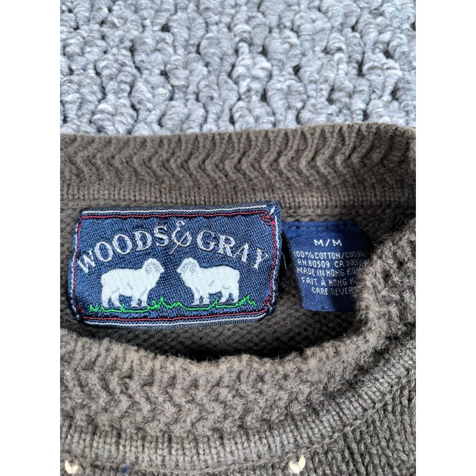 Olive VINTAGE Preppy Cable Knit Argyle Sweater Adult Medium Olive Green Cotton Mens Size US M / EU 48-50 / 2 - 3 Thumbnail