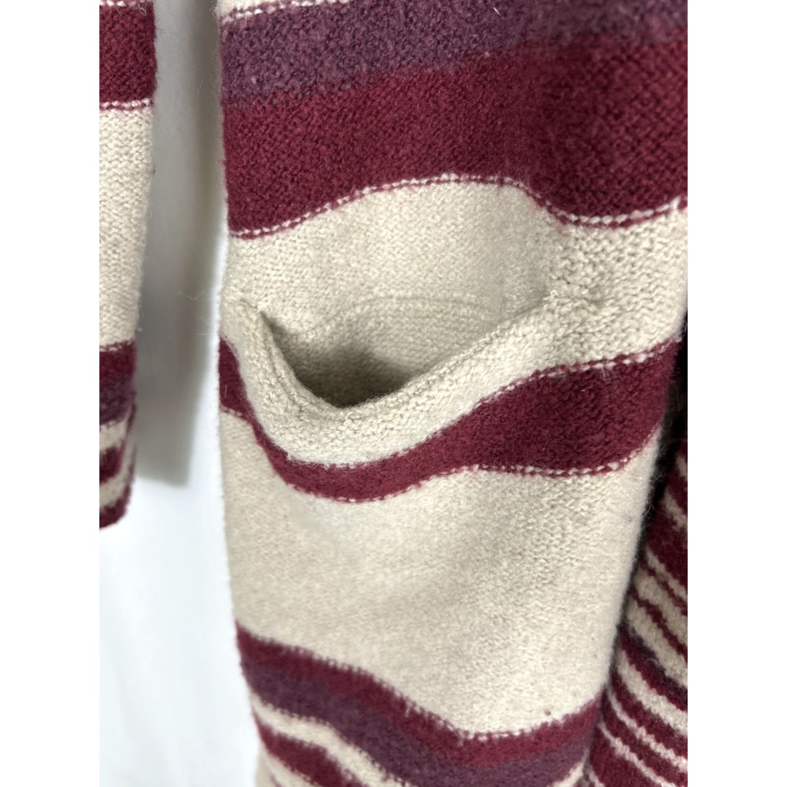 Lucky Brand Lucky Brand Cardigan Womens Medium Red Beige Striped Open Sweater Size M / US 6-8 / IT 42-44 - 6 Thumbnail