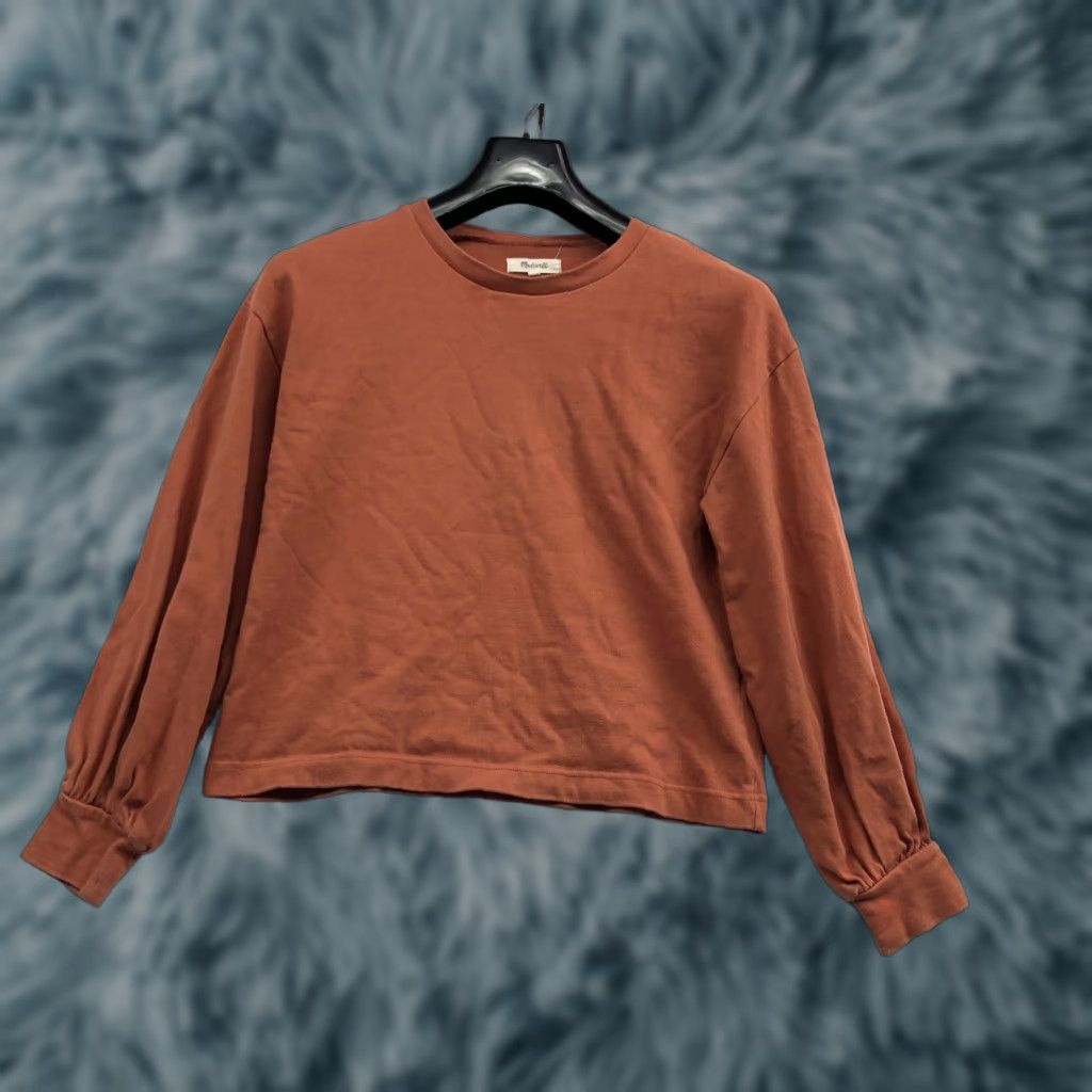 Madewell Madewell Orange Sweater Women XS Cotton Pullover Cropped Made In Indonesia Size XS / US 0-2 / IT 36-38 - 1 Thumbnail