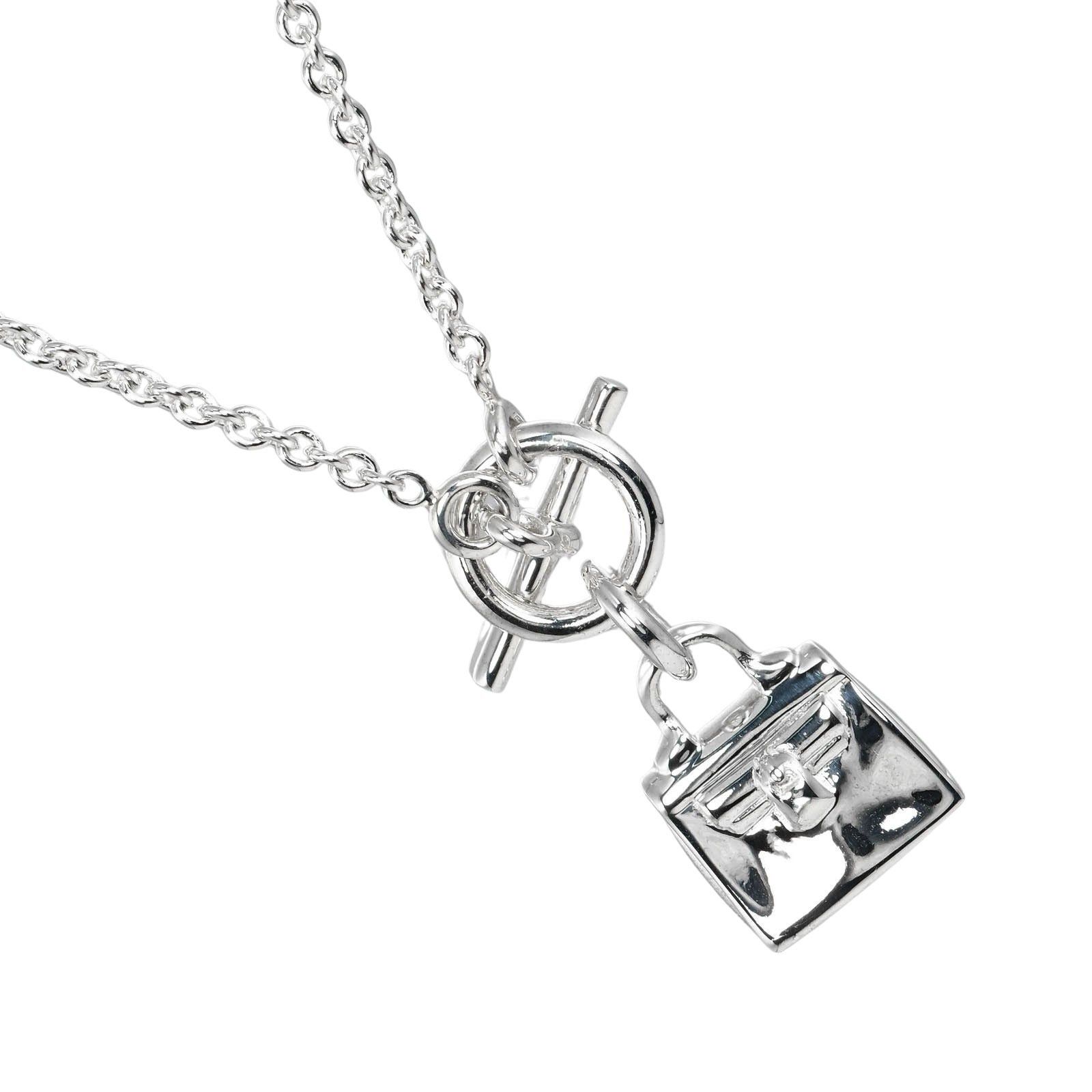 image of Hermes Kelly Necklace in Silver, Women's