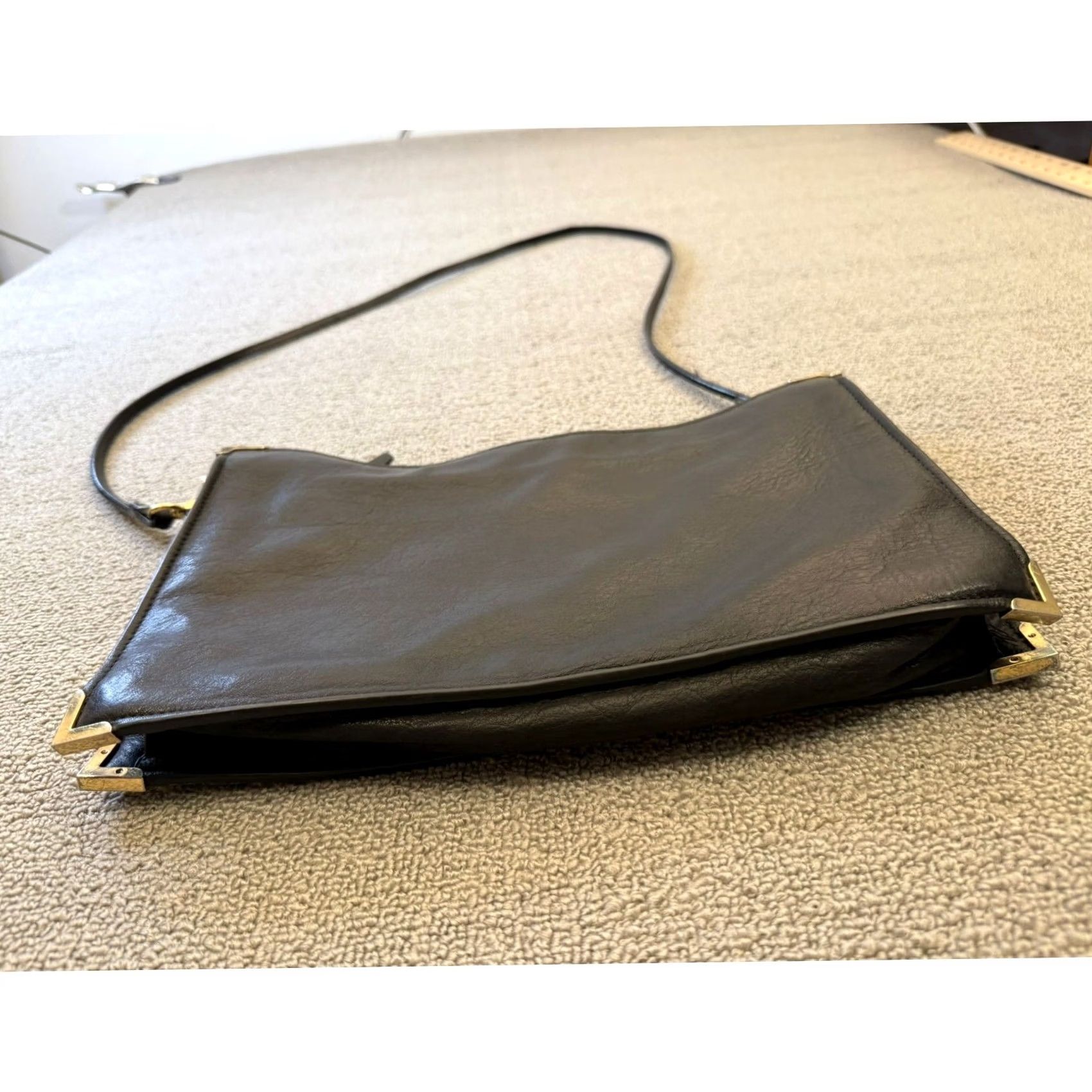 Zara VINTAGE Zara Woman Black Crossbody Bag Animal Print Gold Hardware Strap Size ONE SIZE - 6 Thumbnail