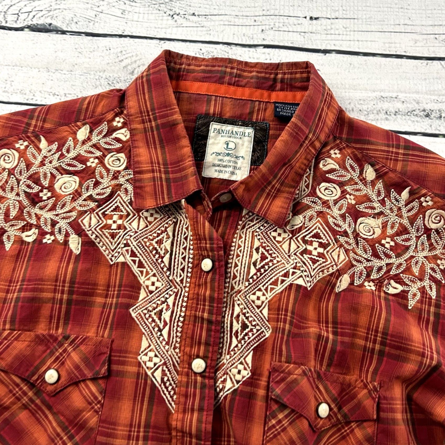 Vintage Panhandle Slim Shirt Long Sleeve Women L Red Pearl Snap Front Button Vintage Night Last Night's Shirt Womens Size L / US 10 / IT 46 - 2 Thumbnail