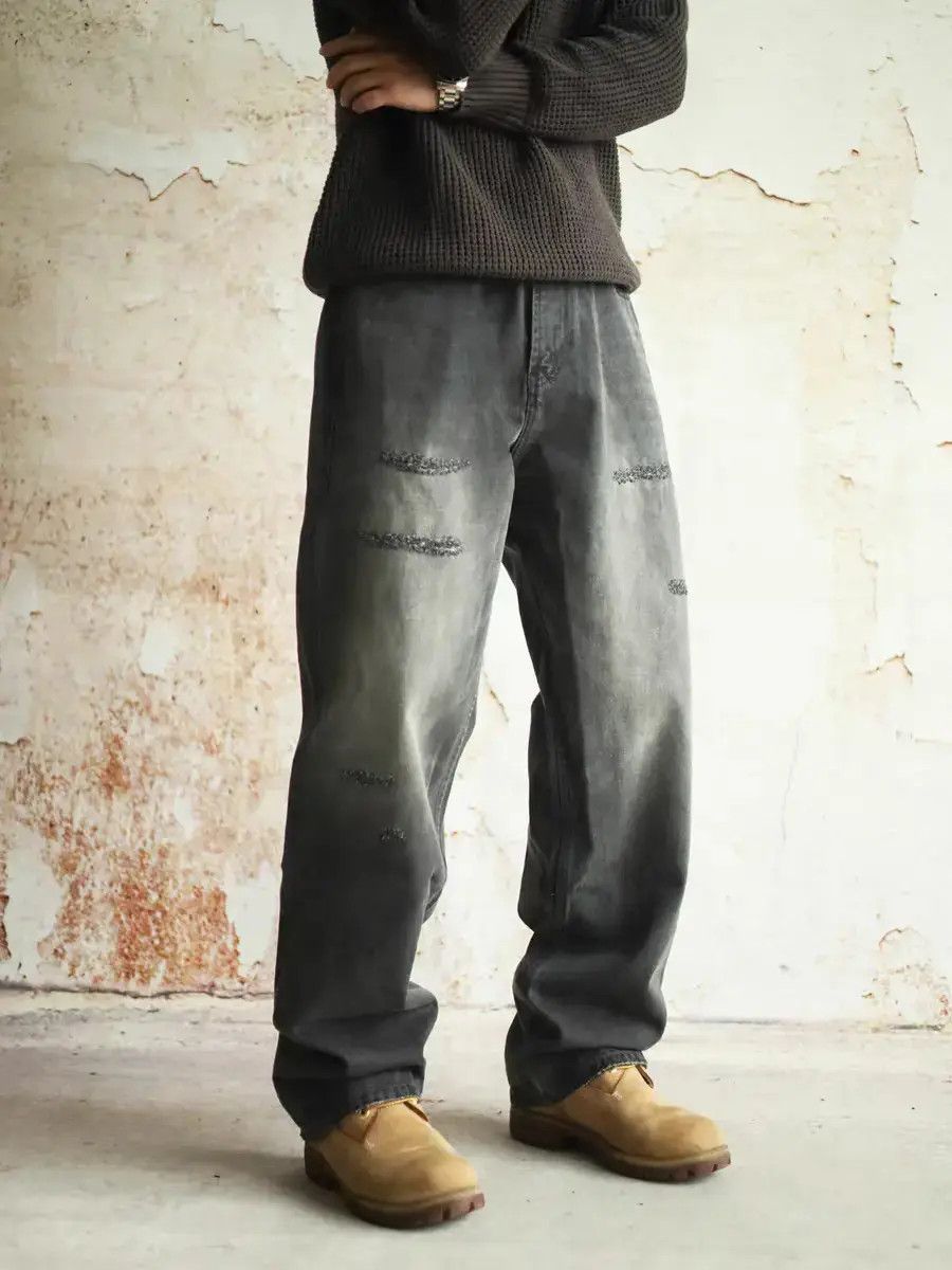 Japanese Brand Black and grey worn-in washed jeans Size US 30 / EU 46 - 5 Thumbnail