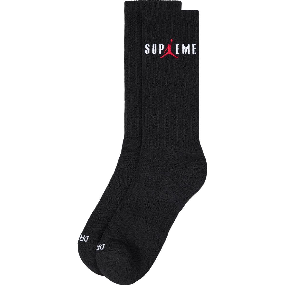 Pre-owned Jordan Supreme Jordan Dri Fit Crew Socks Black Large Fw24 (2 Pack)