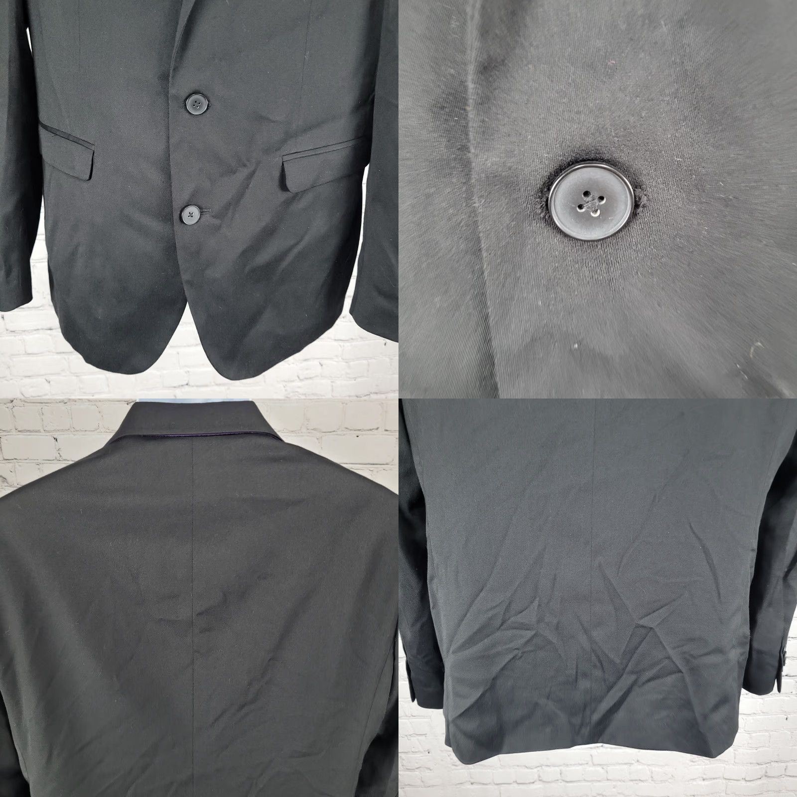 Vintage Public Notices Black Blazer Medium M 2 Button Notch Ventless Sport Coat Size 40R - 8 Thumbnail