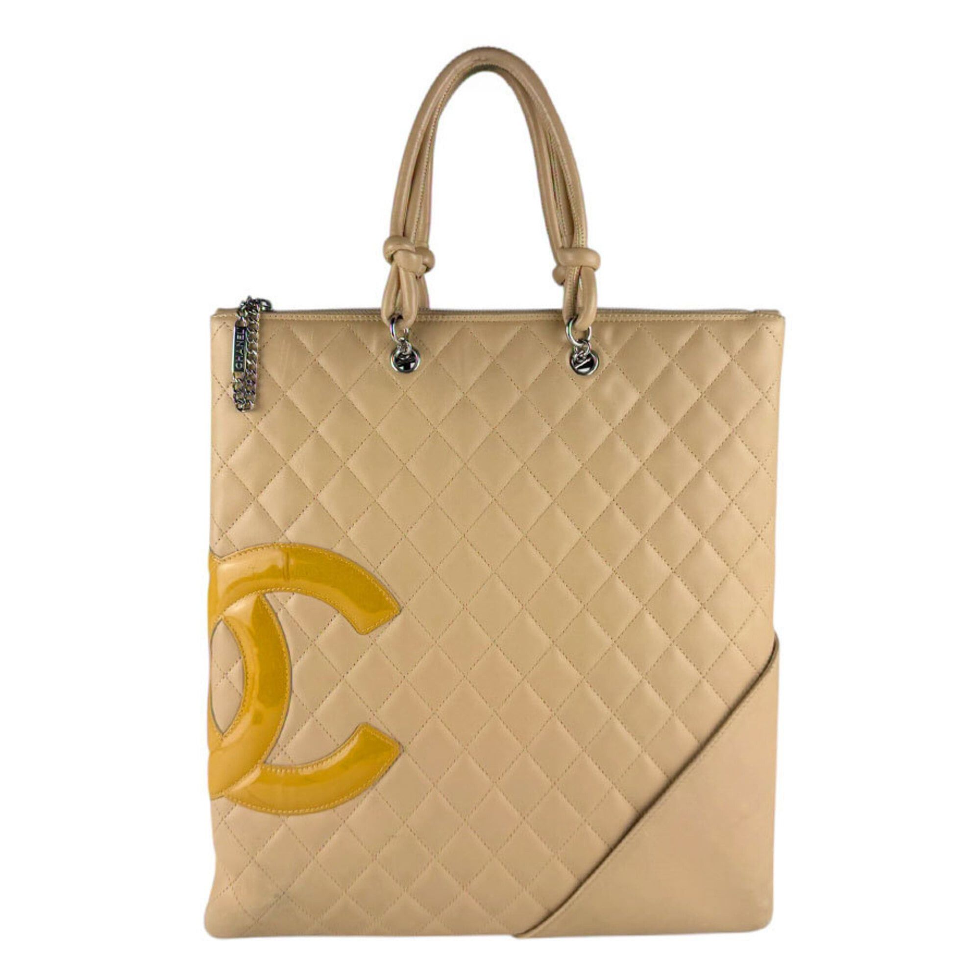 Chanel Chanel Cambon Line Leather Handbag, Beige, Women's z9639 Size ONE SIZE - 1 Thumbnail