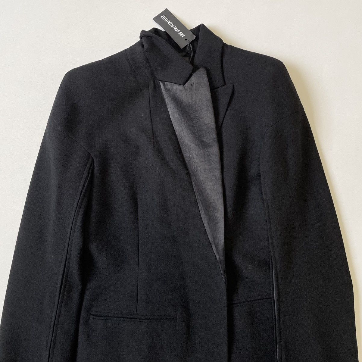 Ann Demeulemeester Black Brushed Wool Seam Panels Overcoat Size S / US 4 / IT 40 - 6 Thumbnail