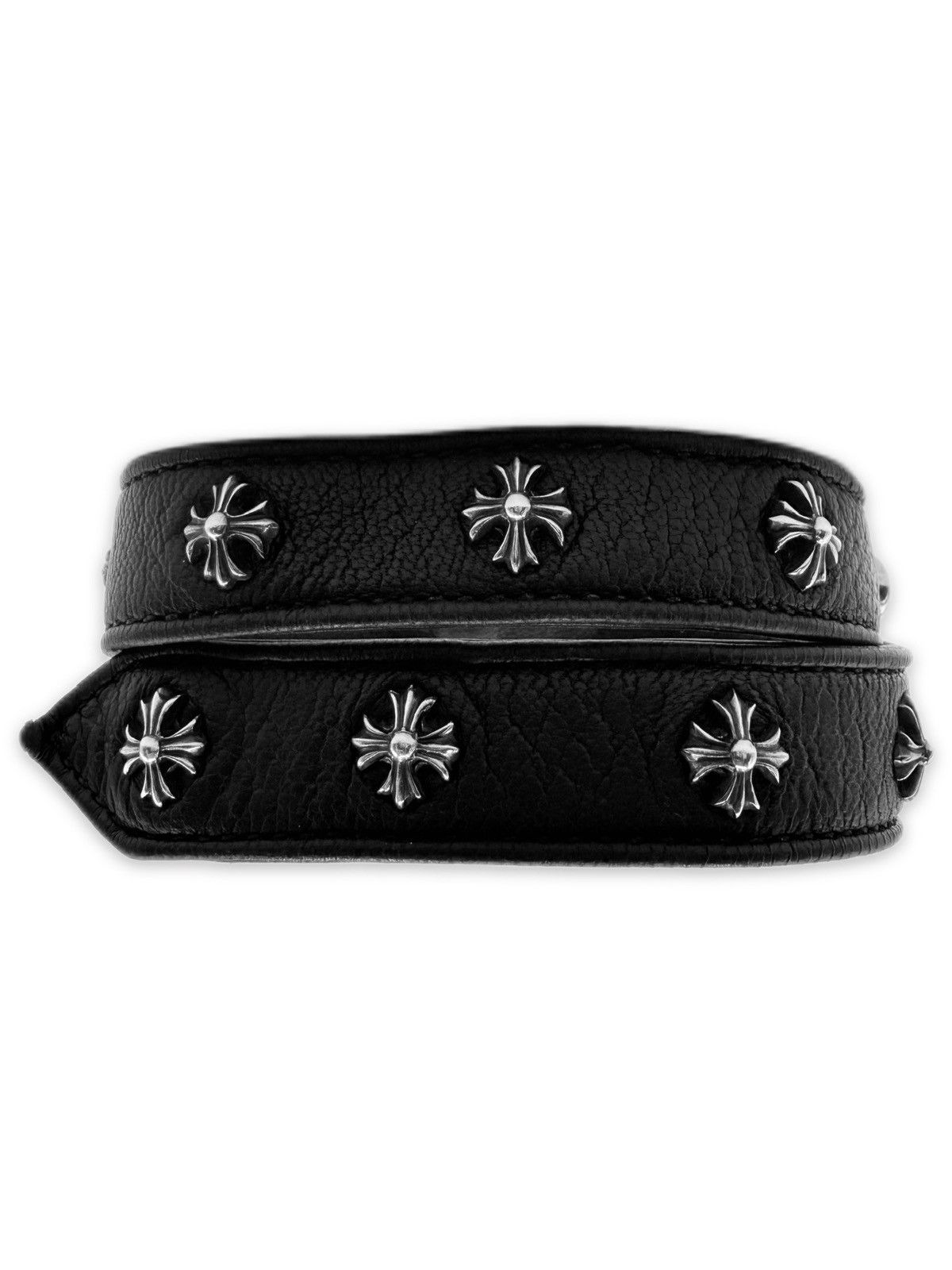 Chrome Hearts Chrome Hearts Black Leather Bracelet | Grailed