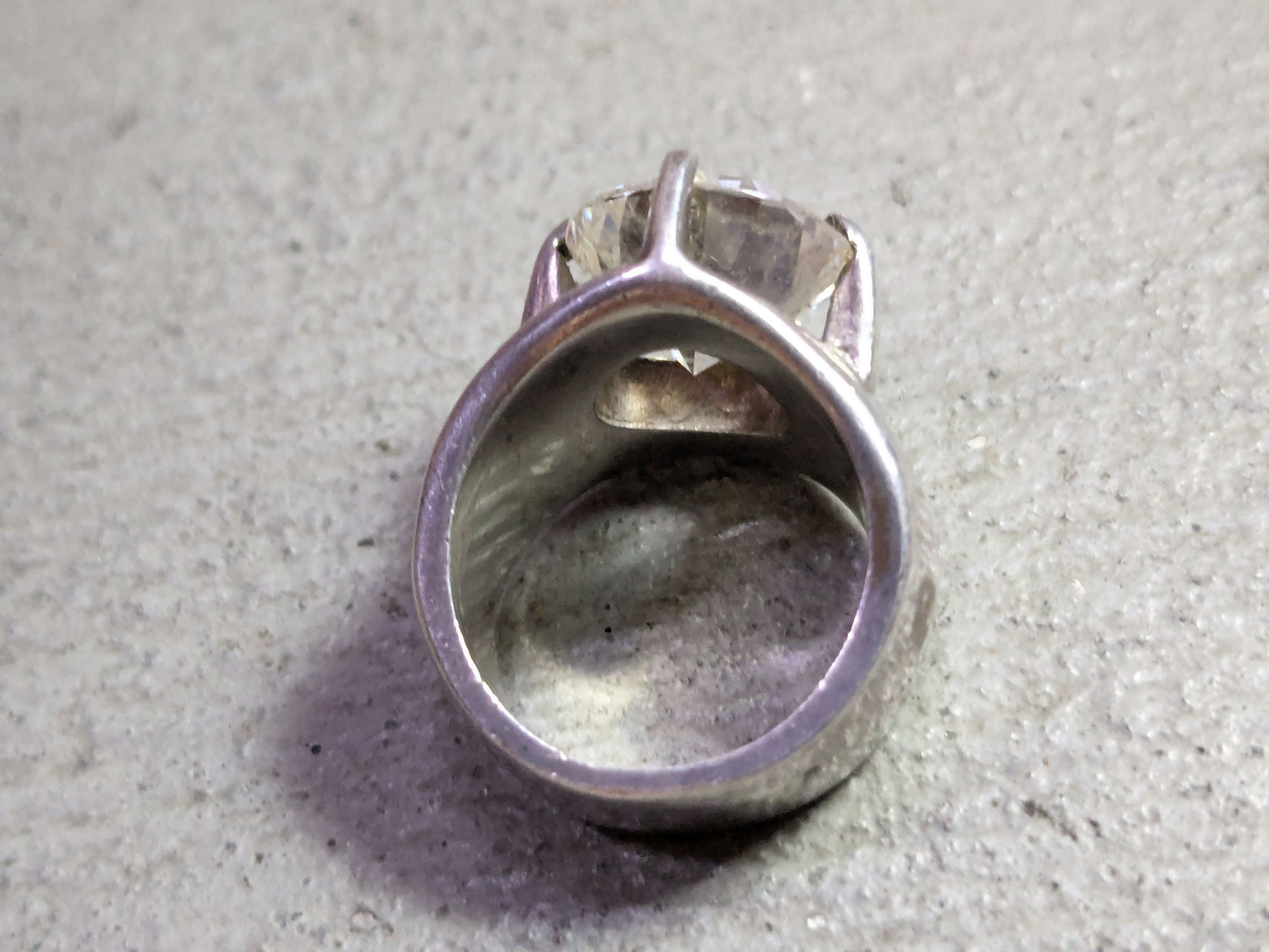 Jewelry × Vintage Vintage Sterling Silver Ring 4.75 CZ Round Modern Cocktail Size ONE SIZE - 9 Thumbnail