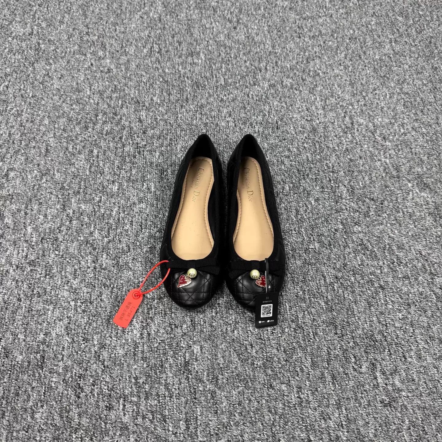 Dior Dior Lady Black Quilted Pearl CD Logo Flat Shoes 37 Size US 6.5 / IT 36.5 - 2 Thumbnail