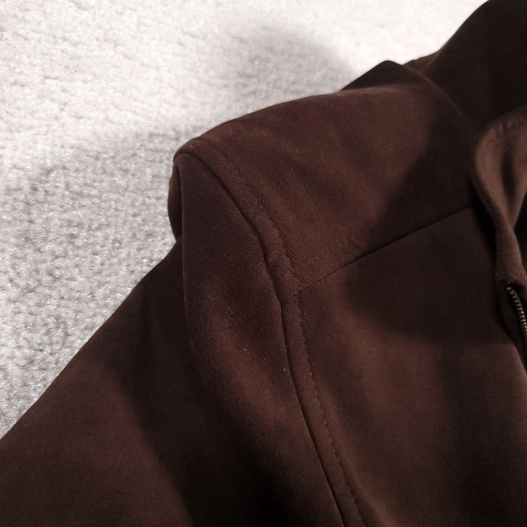 Talbots Talbots Womens Full Zip Jacket 10P Petite Brown Long Sleeve Shoulder Pads Size L / US 10 / IT 46 - 6 Thumbnail