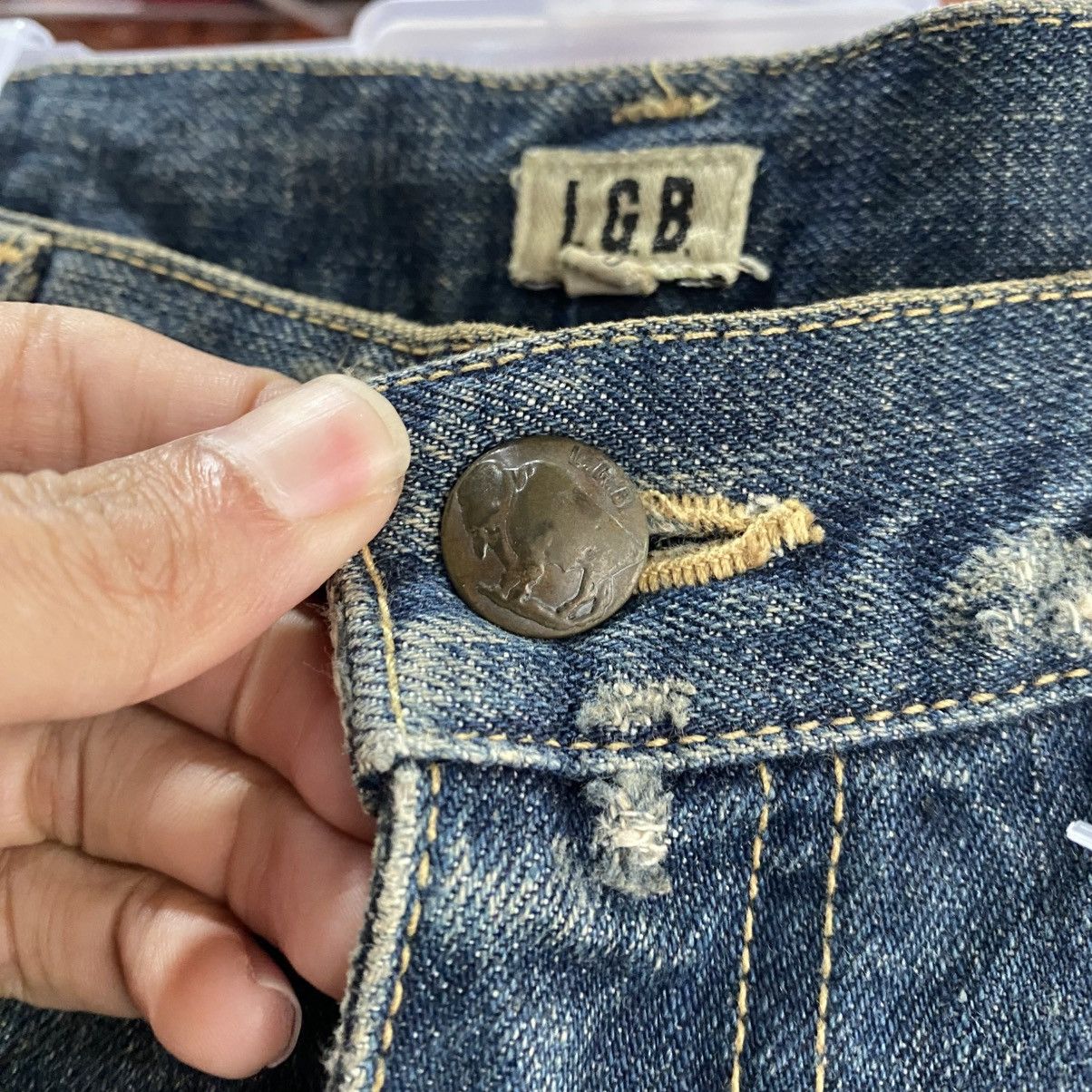 Le Grande Bleu (L.G.B.) LGB Distressed Blue Denim Jeans | Vintage Wash Ripped Style Size US 33 - 11 Thumbnail