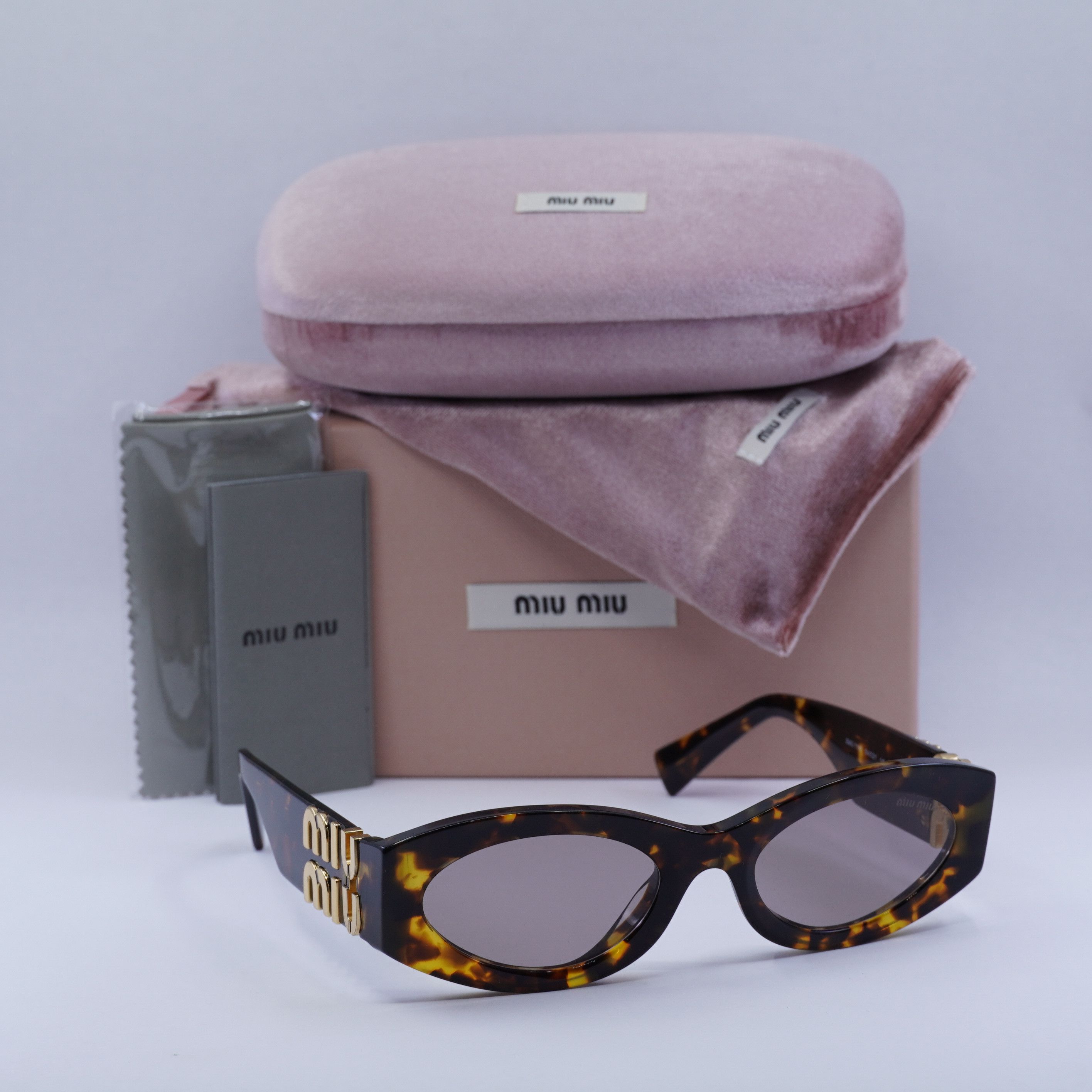 Miu Miu Miu Miu MU11WS 14L20I Sunglasses Havana Oval Frame Size ONE SIZE - 11 Thumbnail