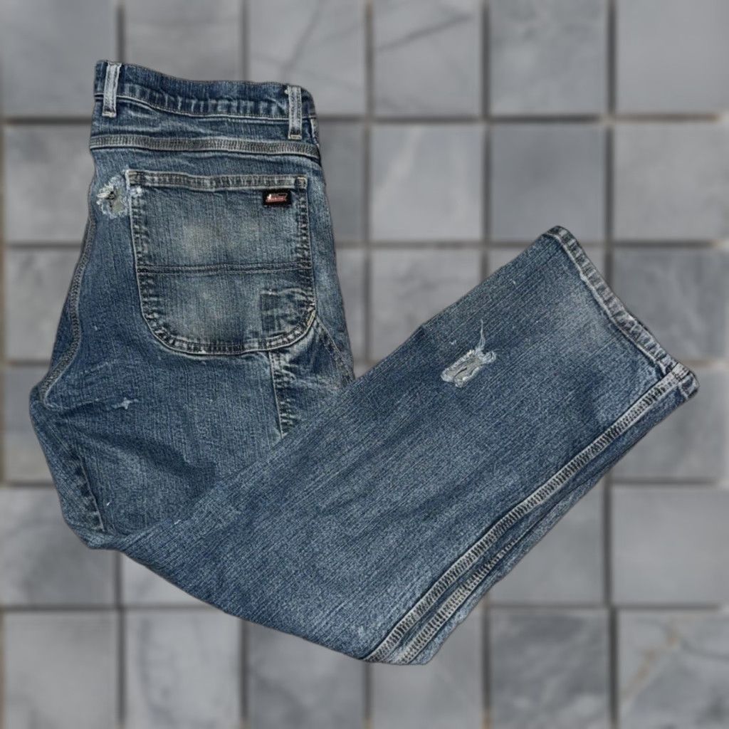 Dickies VINTAGE Dickies Carpenter Jeans 38x32 Denim Workwear Distressed Paint Fade Blue Mens Jeans 90s Grunge USA Vintage Distressed Pockets Easy Care Comfort Size US 38 / EU 54 - 1 Thumbnail