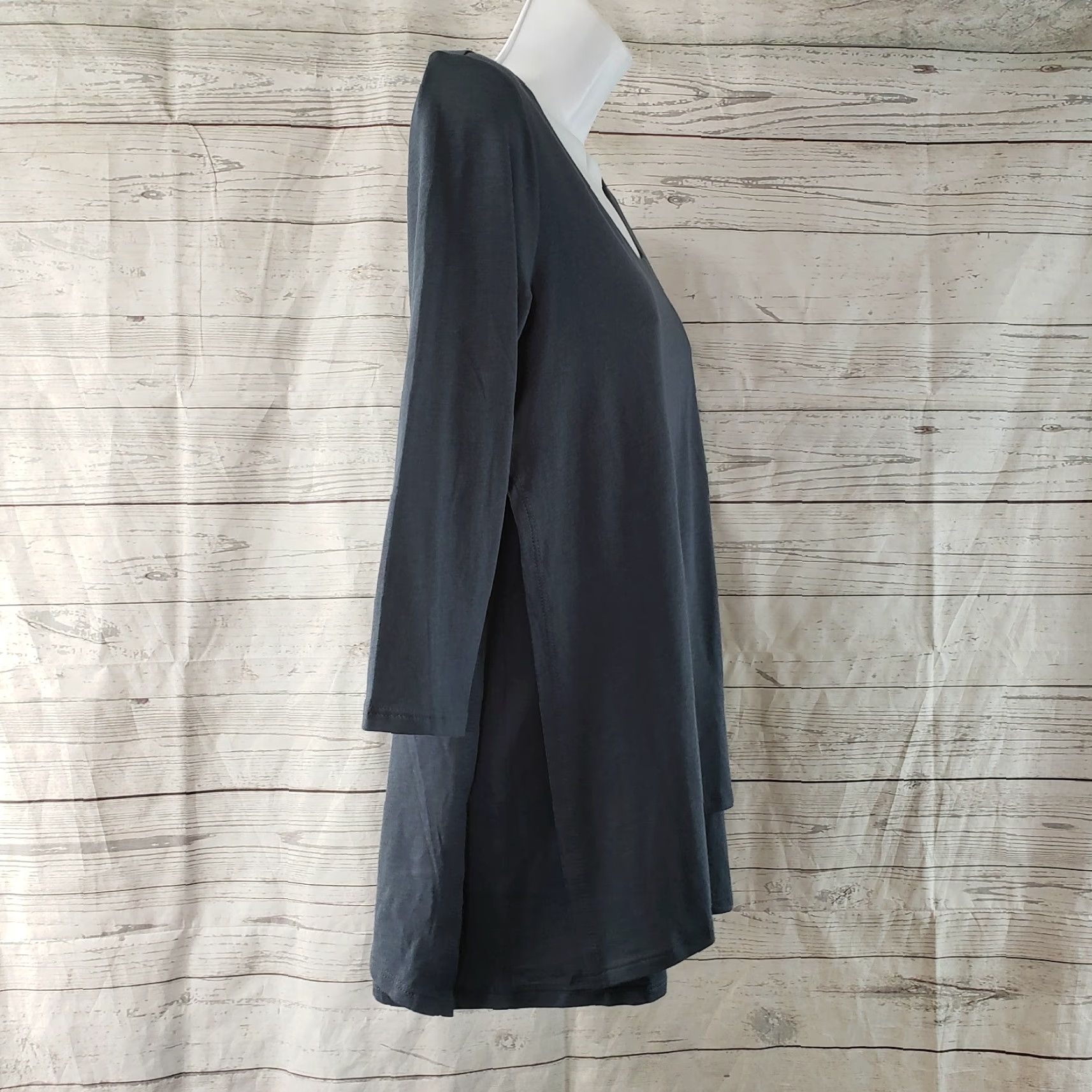 Vintage PureJill Womens 3/4 Sleeve Artistic Tee XS Solid Gray/Blue Cotton Blend T-Shirt Women's Casual Shirt Size XS / US 0-2 / IT 36-38 - 3 Thumbnail