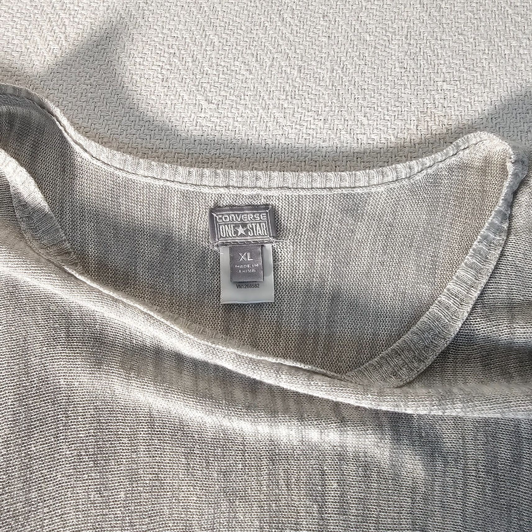 Converse Converse One Star Womens Pullover Sweater Long Sleeve Gray Acrylic XL Slim Asymmetric Scoop Neck Stars Pattern Knit Size XL / US 12-14 / IT 48-50 - 7 Thumbnail