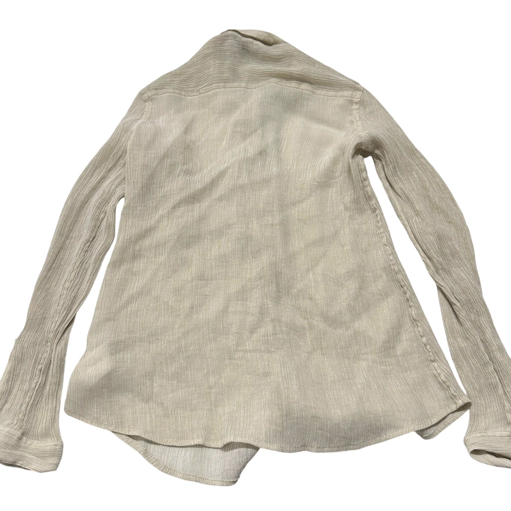 Express VINTAGE Express Blouse Women S Beige Button Up Lightweight Office Career Size S / US 4 / IT 40 - 3 Thumbnail