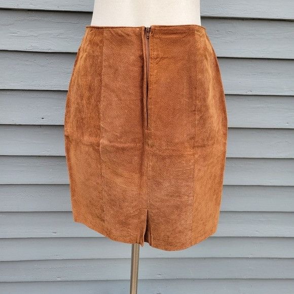 Vintage Vintage 90s y2k Bratz Brown Suede Leather High Waisted Midi Size 32" / US 10 / IT 46 - 3 Thumbnail