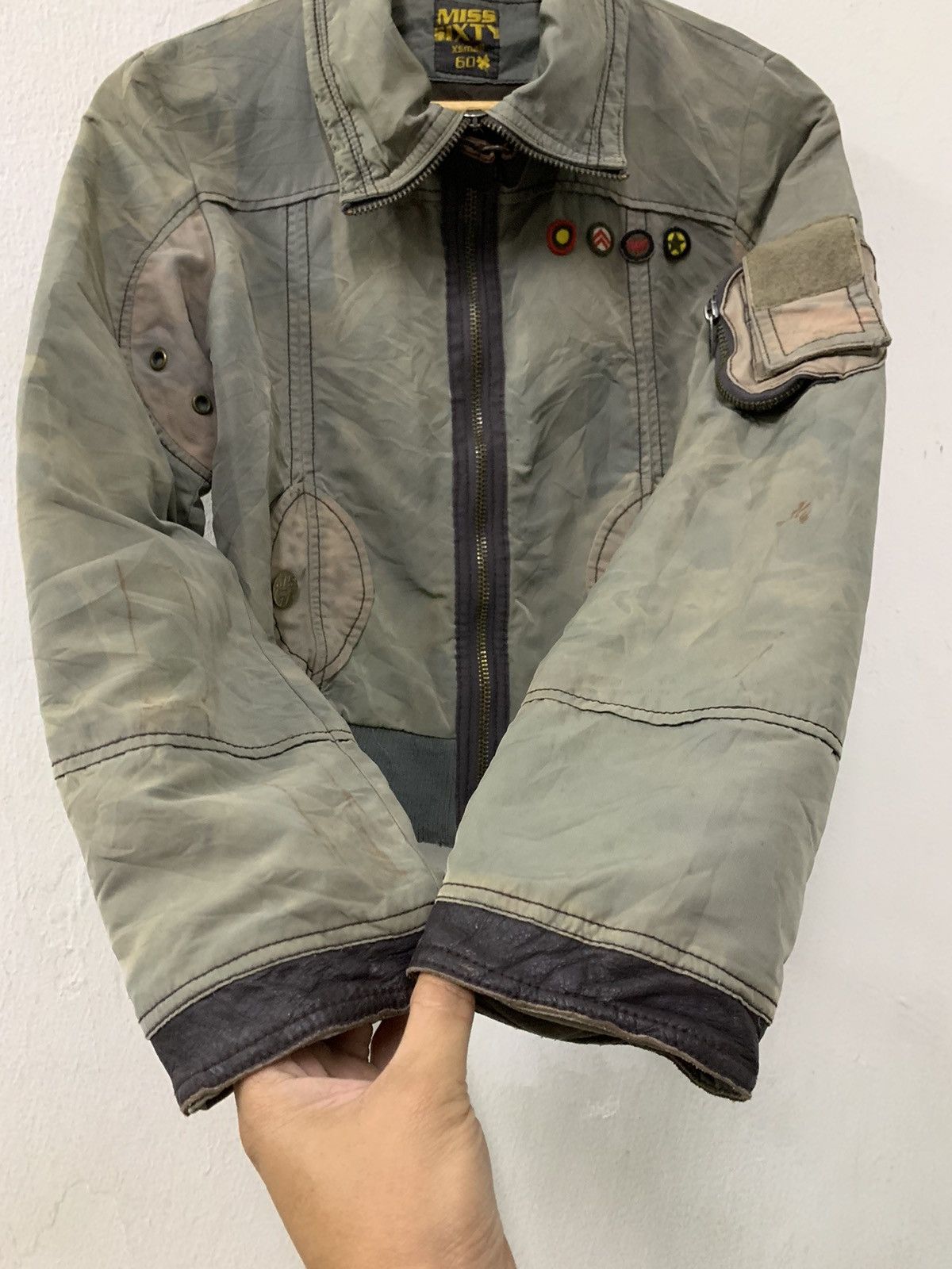 Miss Sixty × Vintage Miss Sixty Double zipper Bomber Jacket Leather Trimming Size XS / US 0-2 / IT 36-38 - 9 Thumbnail