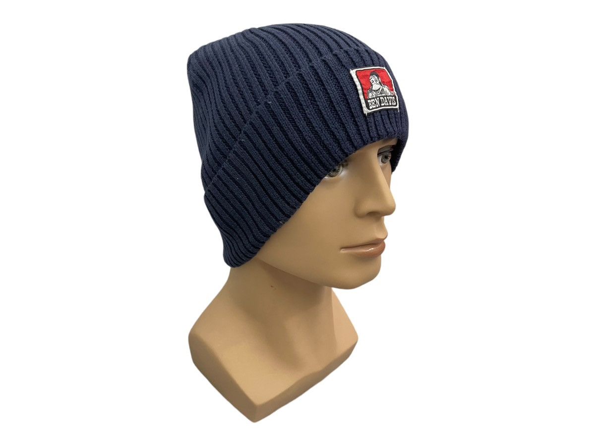 Ben Davis Ben Davis Navy Blue Ribbed Knit Beanie - Gorilla Logo Size ONE SIZE - 2 Thumbnail