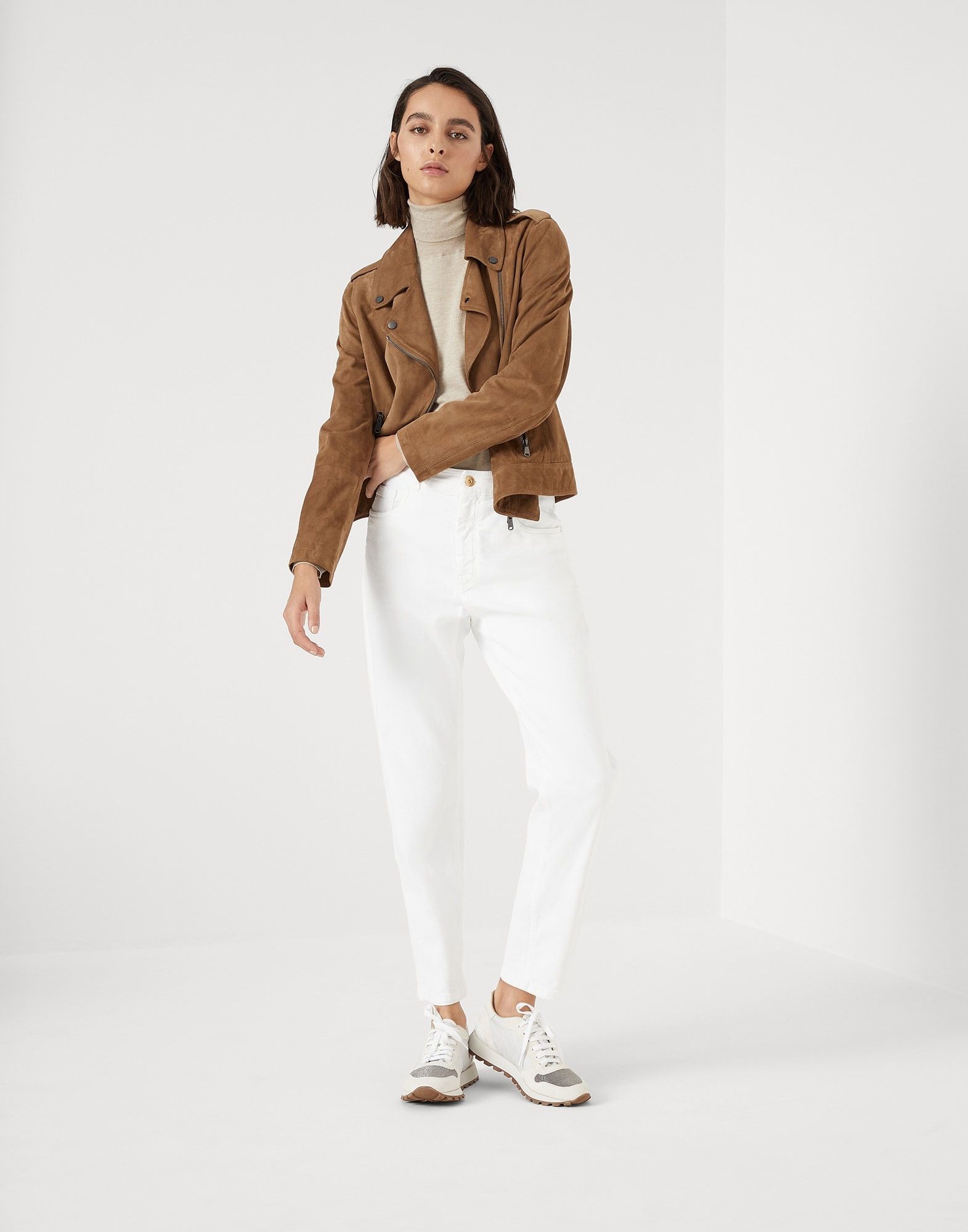 Brunello Cucinelli o1w1db10825 Woman Dyed Pants in Open White Size 27" / US 4 / IT 40 - 3 Thumbnail