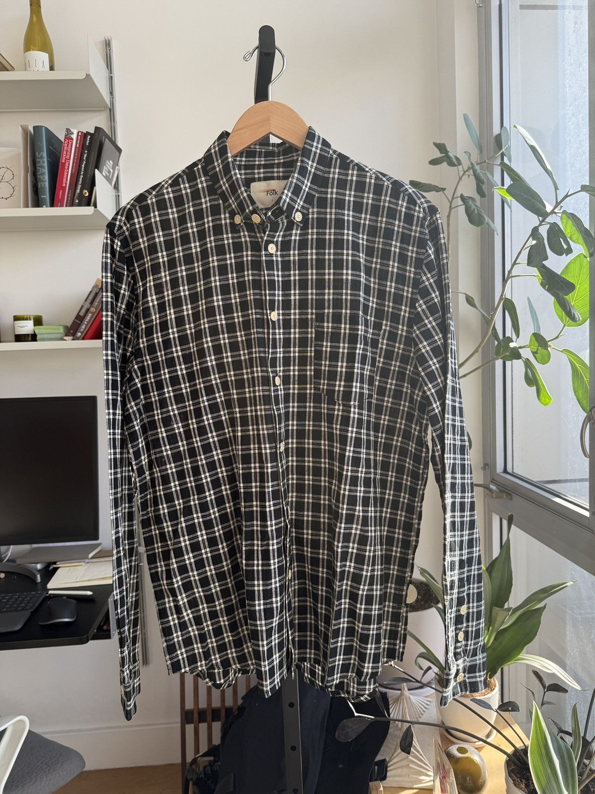 Folk Folk Black Check Relaxed Fit Shirt Size US L / EU 52-54 / 3 - 2 Thumbnail