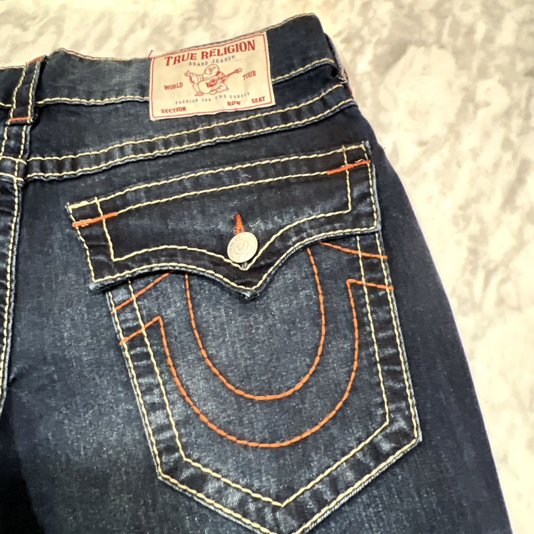 True Religion True Religion Geno Big T Flap Relax Slim Jeans Men 33 Dark Mahogany Wood 700607 NWT Size US 33 - 7 Thumbnail