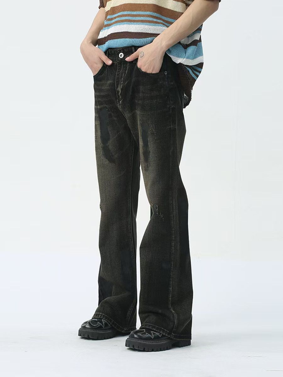 Japanese Brand × Jean High Street Scrap Style Aged Micro Flare Jeans Size US 32 / EU 48 - 2 Thumbnail