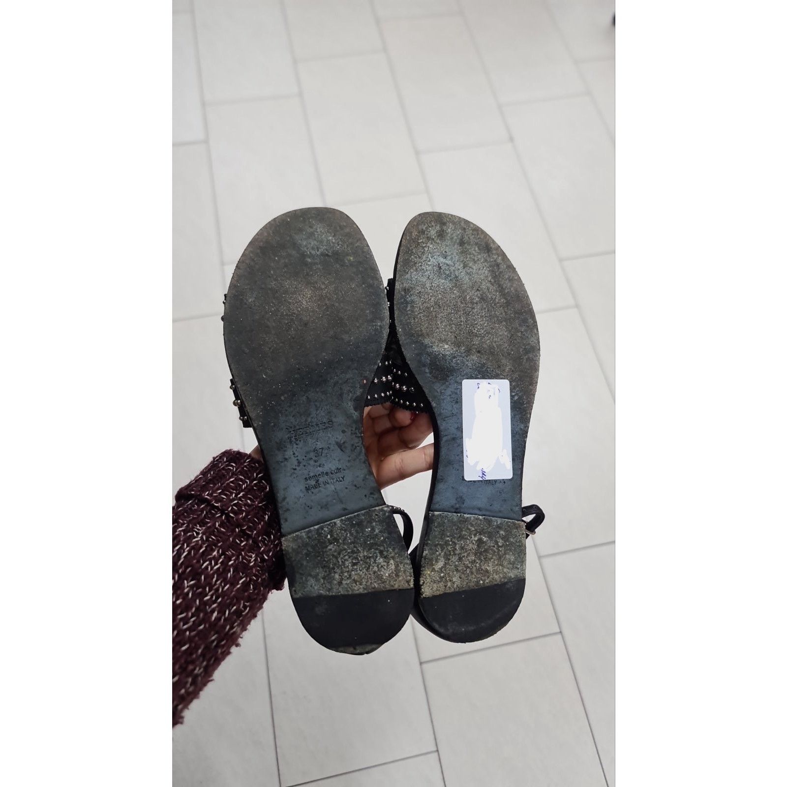 Hermes Hermes Black Leather Santorini Ankle Wrap Sandals Size 37 Size US 7 / IT 37 - 3 Thumbnail