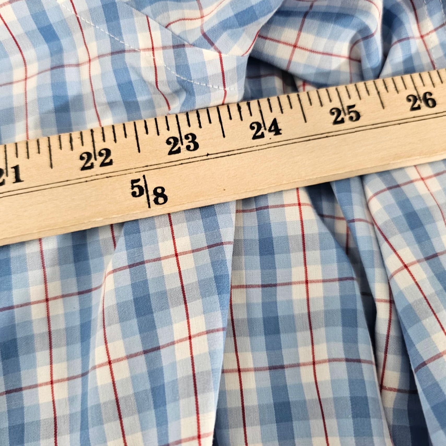 Nordstrom Nordstrom Dress Shirt Mens Large Blue Check Regular Fit Long Sleeve Woven Collared Button Cuff Pockets Size 42R - 6 Thumbnail